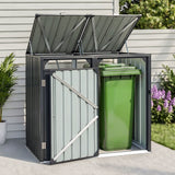 Darrahopens Home & Garden > Storage > Sheds Giantz Bin Shed Double Wheelie Waste Bins Storage Steel Garden Enclosure Grey