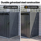 Darrahopens Home & Garden > Storage > Sheds Giantz Bin Shed Double Wheelie Waste Bins Storage Steel Garden Enclosure Grey