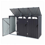 Darrahopens Home & Garden > Storage > Sheds Giantz Bin Shed Triple Wheelie Waste Bins Storage Steel Garden Enclosure Grey