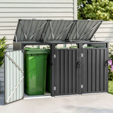 Darrahopens Home & Garden > Storage > Sheds Giantz Bin Shed Triple Wheelie Waste Bins Storage Steel Garden Enclosure Grey