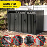 Darrahopens Home & Garden > Storage > Sheds Giantz Bin Shed Triple Wheelie Waste Bins Storage Steel Garden Enclosure Grey