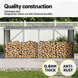 Darrahopens Home & Garden > Storage > Sheds Giantz Firewood Storage Shed 334.5CM x 92CM Outdoor Log Rack Galvanised Steel Wood Holder