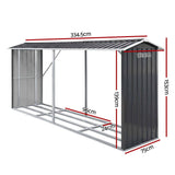 Darrahopens Home & Garden > Storage > Sheds Giantz Firewood Storage Shed 334.5CM x 92CM Outdoor Log Rack Galvanised Steel Wood Holder