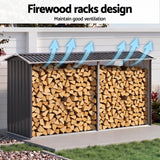 Darrahopens Home & Garden > Storage > Sheds Giantz Firewood Storage Shed 334.5CM x 92CM Outdoor Log Rack Galvanised Steel Wood Holder