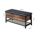 Darrahopens Home & Garden > Storage Shoe Storage Bench Padded Seat Rustic Brown 2 Tier Rack