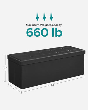 Darrahopens Home & Garden > Storage SONGMICS 109cm Folding Storage Ottoman Bench Black