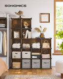 Darrahopens Home & Garden > Storage SONGMICS Set of 16 Plastic Cube Storage Organizer Rustic Brown