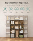 Darrahopens Home & Garden > Storage SONGMICS Set of 16 Plastic Cube Storage Organizer Rustic Brown