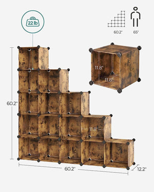 Darrahopens Home & Garden > Storage SONGMICS Set of 16 Plastic Cube Storage Organizer Rustic Brown