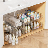 Darrahopens Home & Garden > Storage > Storage Boxes 1 Pack Bathroom Organizer, 2 Tier Clear Under Sink Organizers Vanity Countertop Storage Container,Cabinet Drawers Bins, Pull-Out Organization with Track for Pantry, Kitchen
