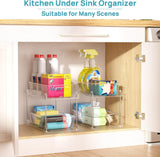 Darrahopens Home & Garden > Storage > Storage Boxes 1 Pack Bathroom Organizer, 2 Tier Clear Under Sink Organizers Vanity Countertop Storage Container,Cabinet Drawers Bins, Pull-Out Organization with Track for Pantry, Kitchen