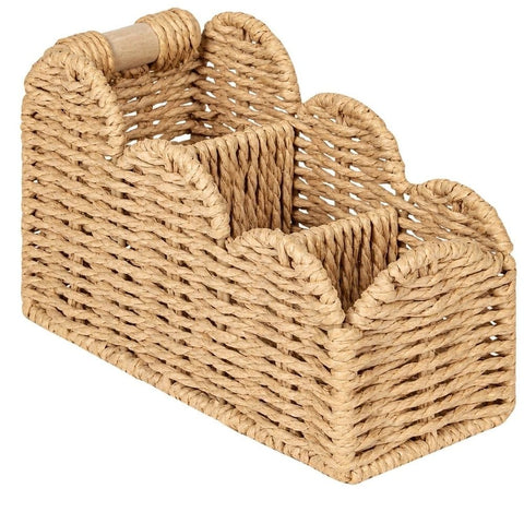Darrahopens Home & Garden > Storage > Storage Boxes 1 Pcs Handwoven Desktop Storage Basket, Boho Reusable Wicker Organizer ForStationery Cosmetics Snacks & Keys,8.26*3.93*5.51in