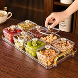 Darrahopens Home & Garden > Storage > Storage Boxes 1-Piece 8-Compartment Snack Tray, BPA-Free Plastic Food-Grade Snack Organizer, Perfect for Nuts, Fruits, Candies, Potato Chips - Elegant Gold Decor for Home Entertainment, Party Snack Table Decoration, Party Snack Storage Box | Gold-Plated Tray
