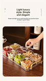 Darrahopens Home & Garden > Storage > Storage Boxes 1-Piece 8-Compartment Snack Tray, BPA-Free Plastic Food-Grade Snack Organizer, Perfect for Nuts, Fruits, Candies, Potato Chips - Elegant Gold Decor for Home Entertainment, Party Snack Table Decoration, Party Snack Storage Box | Gold-Plated Tray
