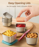 Darrahopens Home & Garden > Storage > Storage Boxes 12Pack 6oz Stainless Steel Snack Containers and 2oz Salad Dressing To Go Containers with Silicone Lids, Reusable Square Meal Prep Condiment Sauce Containers Lunch Box
