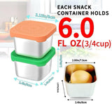 Darrahopens Home & Garden > Storage > Storage Boxes 12Pack 6oz Stainless Steel Snack Containers and 2oz Salad Dressing To Go Containers with Silicone Lids, Reusable Square Meal Prep Condiment Sauce Containers Lunch Box