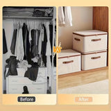 Darrahopens Home & Garden > Storage > Storage Boxes 15L Double Zipper Storage Box with Faux Leather Handles | Large Capacity Lidded Basket, Perfect for Storing Clothes, Bedding, and Moving — Ideal for Bedrooms, Dorms, Studies, Wardrobes, Laundry Baskets, Shelf Bins, and Storage Racks.