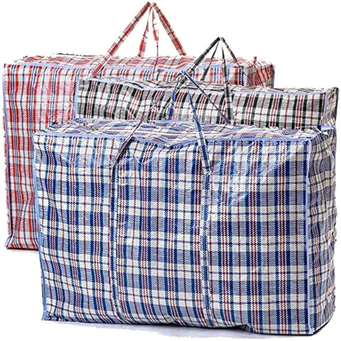 Darrahopens Home & Garden > Storage > Storage Boxes 1x Large Stripe Bag Packing Storage Strip Zip Shopping Travel Check House Moving 78cm x 90cm x 25cm