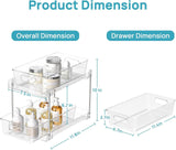 Darrahopens Home & Garden > Storage > Storage Boxes 2 Pack Bathroom Organizer, 2 Tier Clear Under Sink Organizers Vanity Countertop Storage Container,Cabinet Drawers Bins, Pull-Out Organization with Track for Pantry, Kitchen