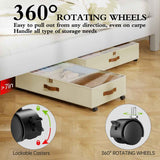 Darrahopens Home & Garden > Storage > Storage Boxes 2 Pack Under Bed Storage with Wheels, Under Bed Storage Containers with Adjustable Dividers & Clear Lid, Rolling Underbed Organizer Bins Drawer for Clothes, Shoes, Blankets - Beige - Size 30.3 x 16 x 6.7 inches In Australia - Darrahopens