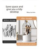 Darrahopens Home & Garden > Storage > Storage Boxes 2 PCS Rotating Makeup Brush Organiser Set Dustproof Cosmetic Storage Holder White & Grey Duo for Vanity Bathroom