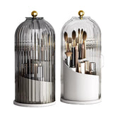 Darrahopens Home & Garden > Storage > Storage Boxes 2 PCS Rotating Makeup Brush Organiser Set Dustproof Cosmetic Storage Holder White & Grey Duo for Vanity Bathroom