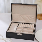 Darrahopens Home & Garden > Storage > Storage Boxes 2-Tier Jewelry Box - With Removable Drawer & Lock - Large Storage Capacity for All Jewelry - Black