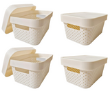 Darrahopens Home & Garden > Storage > Storage Boxes 24x 5L Premium Plastic Storage Basket Container Box w/ Lid Dot Pattern (26.5*18*12.5cm)