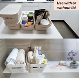 Darrahopens Home & Garden > Storage > Storage Boxes 24x 5L Premium Plastic Storage Basket Container Box w/ Lid Dot Pattern (26.5*18*12.5cm)