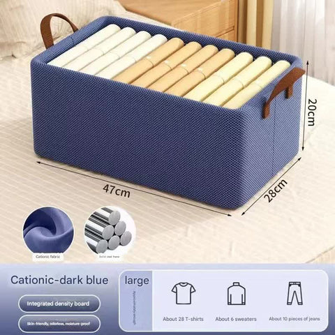 Darrahopens Home & Garden > Storage > Storage Boxes 2pc Foldable Fabric Storage Bin with Steel Frame & Handles - 26L Stackable Closet Organizer(Blue)