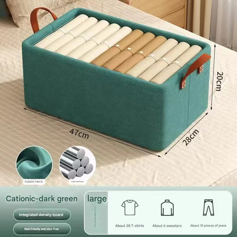 Darrahopens Home & Garden > Storage > Storage Boxes 2pc Foldable Fabric Storage Bin with Steel Frame & Handles - 26L Stackable Closet Organizer(Green)