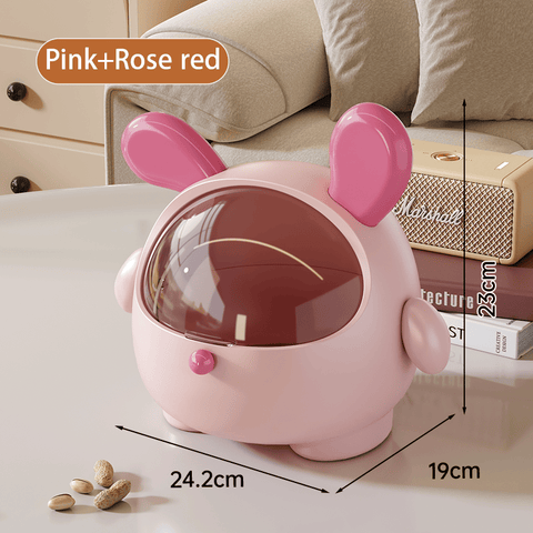 Darrahopens Home & Garden > Storage > Storage Boxes 2PCS Pink + Rose red -Cute Puppy Desktop Bin with Lid - Mini Trash Can & Storage Organiser - Kawaii Office Decor for Vanity & Home Office