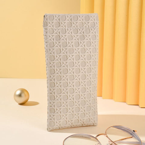 Darrahopens Home & Garden > Storage > Storage Boxes 3-Pack Beige Woven Texture Eyeglass Cases - Retro PU Leather Anti-Pressure Glasses Pouch