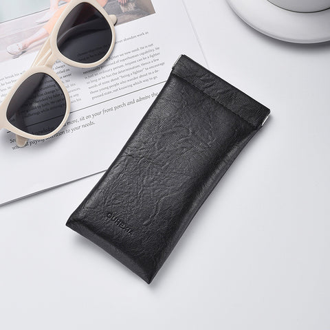 Darrahopens Home & Garden > Storage > Storage Boxes 3-Pack Black Retro Texture Eyeglass Cases - PU Leather Anti-Pressure Glasses Pouch