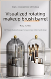 Darrahopens Home & Garden > Storage > Storage Boxes 360 Degree Rotating Makeup Brush Organiser with Dustproof Lid Clear Cosmetic Storage Cylinder for Vanity Dressing Table Transparent White