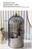 Darrahopens Home & Garden > Storage > Storage Boxes 360 Degree Rotating Makeup Brush Organiser with Dustproof Lid Clear Cosmetic Storage Cylinder for Vanity Dressing Table Transparent White