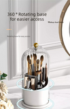Darrahopens Home & Garden > Storage > Storage Boxes 360 Degree Rotating Makeup Brush Organiser with Dustproof Lid Clear Cosmetic Storage Cylinder for Vanity Dressing Table Transparent White
