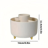 Darrahopens Home & Garden > Storage > Storage Boxes 360° Rotating Multi-Compartment Makeup Brush Holder: Luxurious Vertical Texture with Golden Feet Design, Scientifically Organized Storage, One Cylinder to Tidy Your Vanity Table.