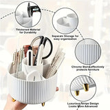 Darrahopens Home & Garden > Storage > Storage Boxes 360° Rotating Multi-Compartment Makeup Brush Holder: Luxurious Vertical Texture with Golden Feet Design, Scientifically Organized Storage, One Cylinder to Tidy Your Vanity Table(White))