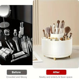 Darrahopens Home & Garden > Storage > Storage Boxes 360° Rotating Multi-Compartment Makeup Brush Holder: Luxurious Vertical Texture with Golden Feet Design, Scientifically Organized Storage, One Cylinder to Tidy Your Vanity Table(White))