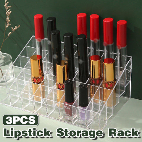 Darrahopens Home & Garden > Storage > Storage Boxes 3pcs Transparent Lipstick Organizer Cosmetic Holder Storage Box for Makeup