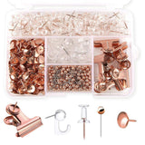 Darrahopens Home & Garden > Storage > Storage Boxes 465PCS Rose Gold Thumbtacks Binder Clips Push Pins Set Office Supplies With Box