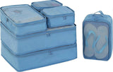 Darrahopens Home & Garden > Storage > Storage Boxes 6pcs Packing Cubes with Shoe Bag Travel Organizer Set - Seablue
