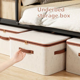 Darrahopens Home & Garden > Storage > Storage Boxes 8L Double Zipper Storage Box with Faux Leather Handles | Large Capacity Lidded Basket, Perfect for Storing Clothes, Bedding, and Moving — Ideal for Bedrooms, Dorms, Studies, Wardrobes, Laundry Baskets, Shelf Bins, and Storage Racks.