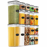 Darrahopens Home & Garden > Storage > Storage Boxes Airtight Food Storage Containers with Lids, 16 PCS Kitchen and Pantry Organization Canisters, BPA-Free, PVC-Free, Food-grade Plastic Leak-proof Jars for Cereal, Flour, Sugar, Extra 16 Labels & Marker