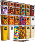 Darrahopens Home & Garden > Storage > Storage Boxes Airtight Food Storage Containers with Lids, 24 PCS Kitchen and Pantry Organization Canisters, BPA-Free, PVC-Free, Food-grade Plastic Leak-proof Jars for Cereal, Flour, Sugar, Extra 24 Labels & Marker