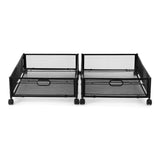 Darrahopens Home & Garden > Storage > Storage Boxes Artiss 2X Under Bed Storage Containers Metal Boxes Quilt Organiser with Wheels