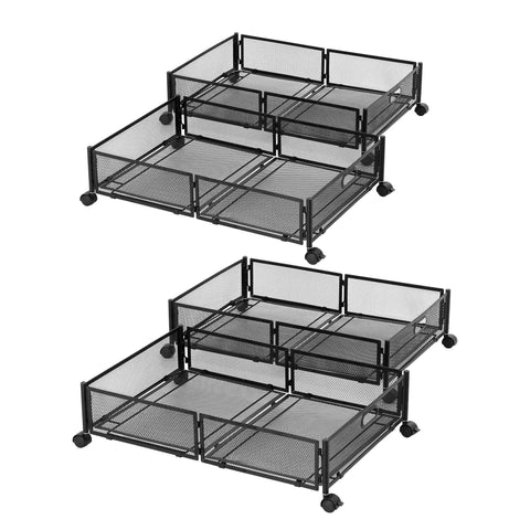 Darrahopens Home & Garden > Storage > Storage Boxes Artiss 4X Under Bed Storage Containers Metal Boxes Quilt Organiser with Wheels