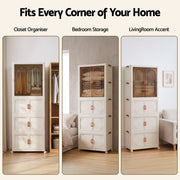 Darrahopens Home & Garden > Storage > Storage Boxes Artiss Foldable Storage Cabinet Stackable Box Wardrobe Clear Magnetic Door White In Australia - Darrahopens