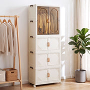 Darrahopens Home & Garden > Storage > Storage Boxes Artiss Foldable Storage Cabinet Stackable Box Wardrobe Clear Magnetic Door White In Australia - Darrahopens